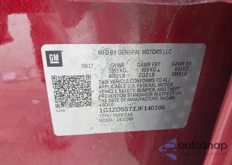 2018 Chevrolet Malibu Lt from USA, damaged, VIN 1G1ZD5ST1JF140386